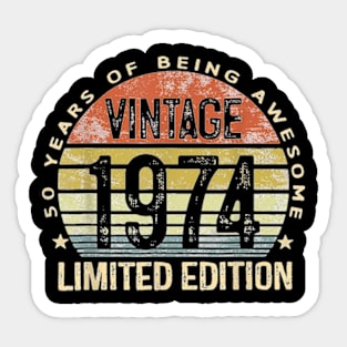 50 Year Old Gifts Vintage 1974 Limited Edition 50th Birthday T-Shirt Sticker